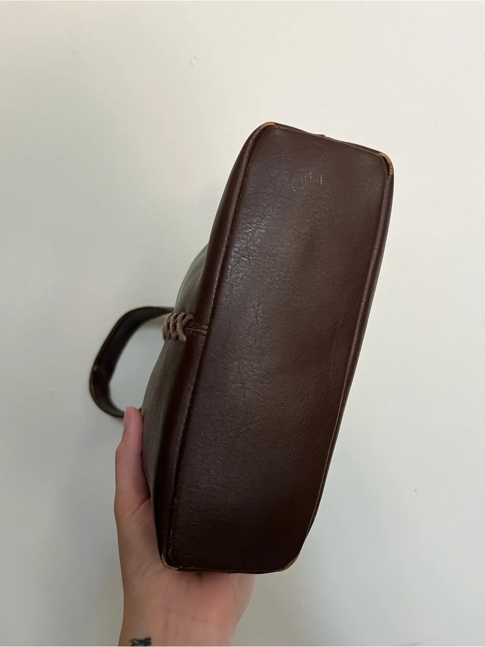 Y2K R Clothing Co Rampage Purse | Hobo Bag | Brown Faux Leather + Stitching ***
